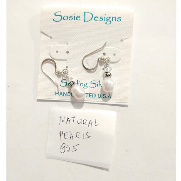 Sosie Designs Sterling Silver 925 Dangle Drop Earrings Fresh Water Pearl Hook - Picture 9 of 10